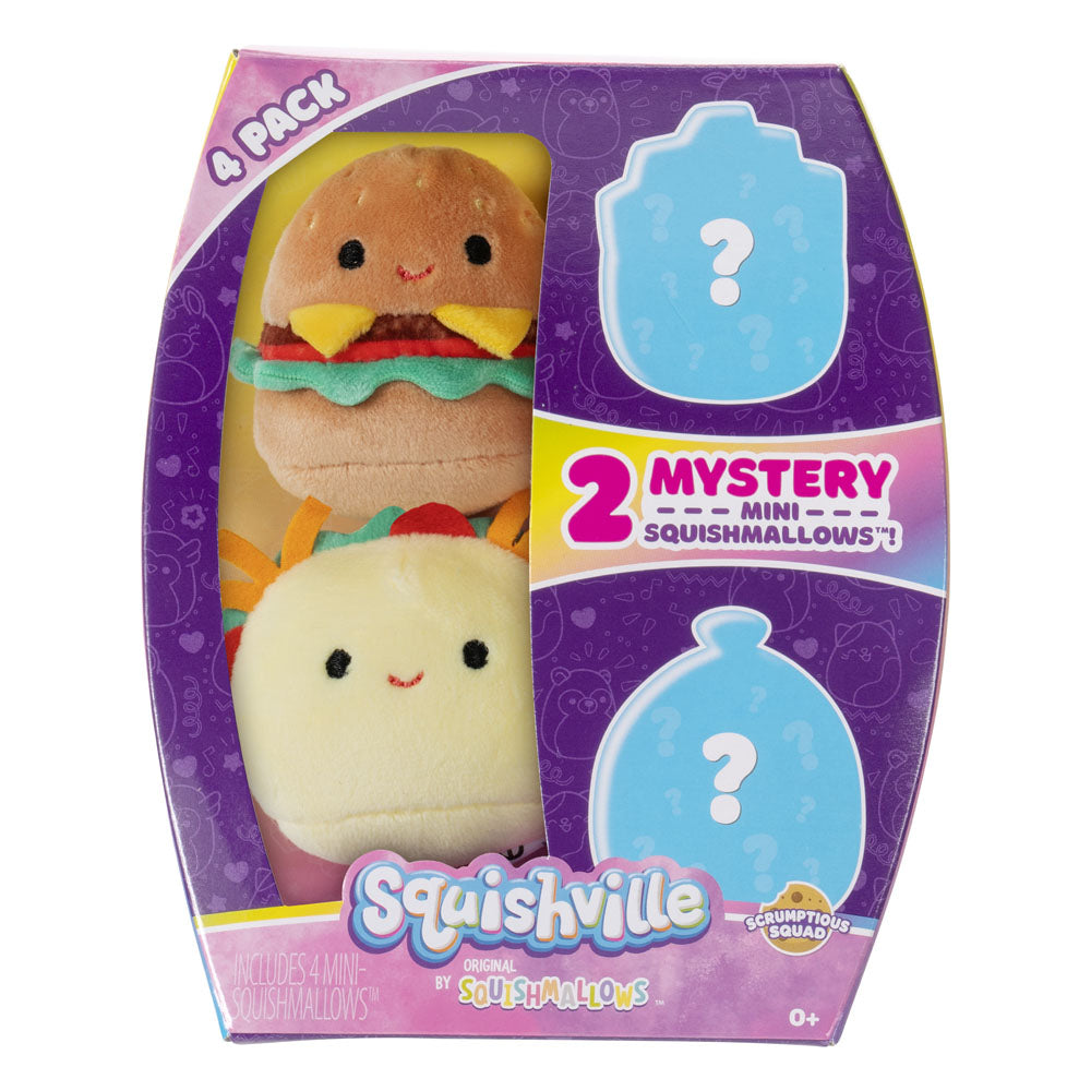 Squishville Mini Squishmallows Plüschfiguren 4er-Pack Snack Squad 5 cm