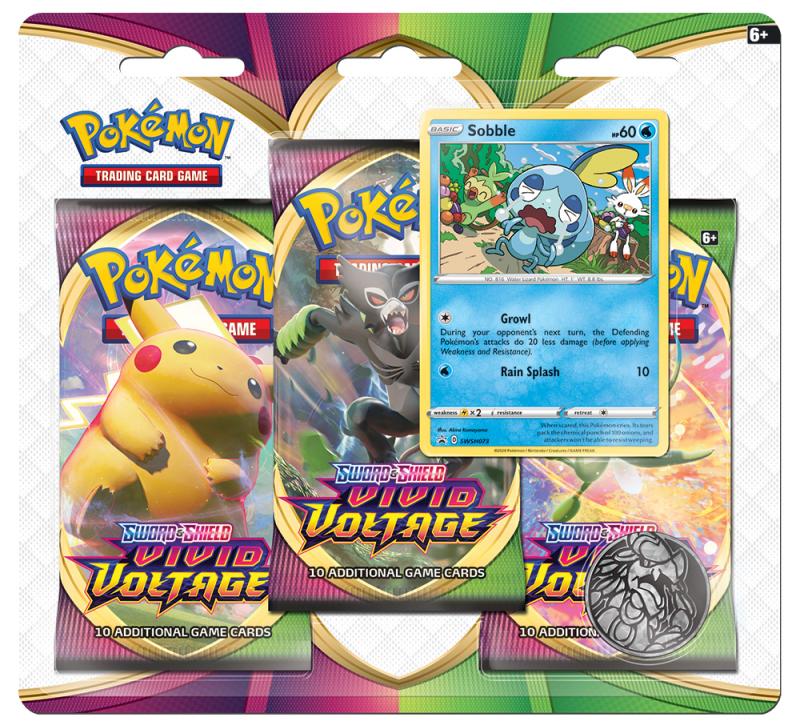 Pokémon SWSH04 Vivid Voltage (Farbenschock) - 3-Booster Blister Sobble - englisch
