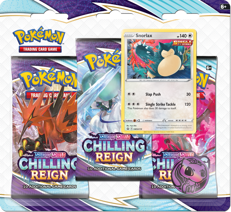 Pokémon SWSH06 - Chilling Reign - 3-Pack Blister - Snorlax - englisch