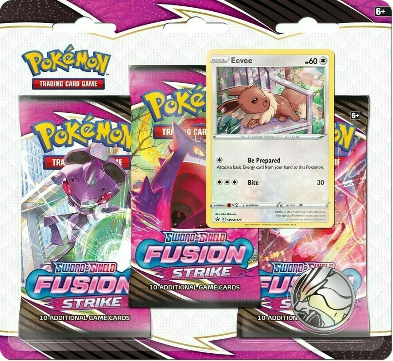 Pokémon Fusion Strike - SWSH08 - 3-Pack Blister - Eevee - englisch