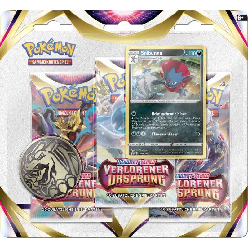 Pokémon Schwert und Schild Verlorener Ursprung - 3-Pack-Blister - Snibunna - deutsch