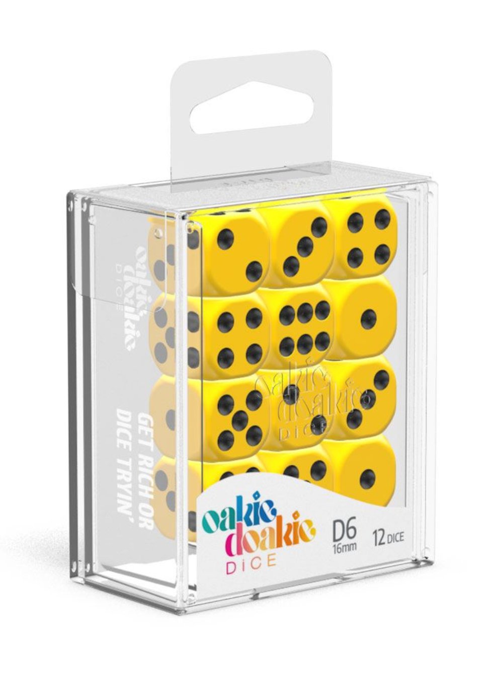 Oakie Doakie Dice W6 Würfel 16 mm Solid - Gelb (12)