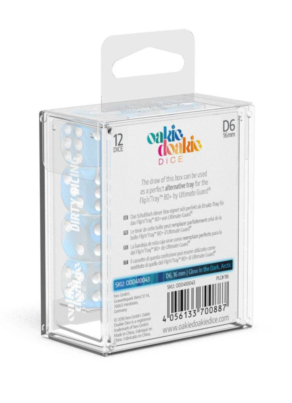 Oakie Doakie Dice W6 Würfel 16 mm Glow in the Dark - Arctic (12)