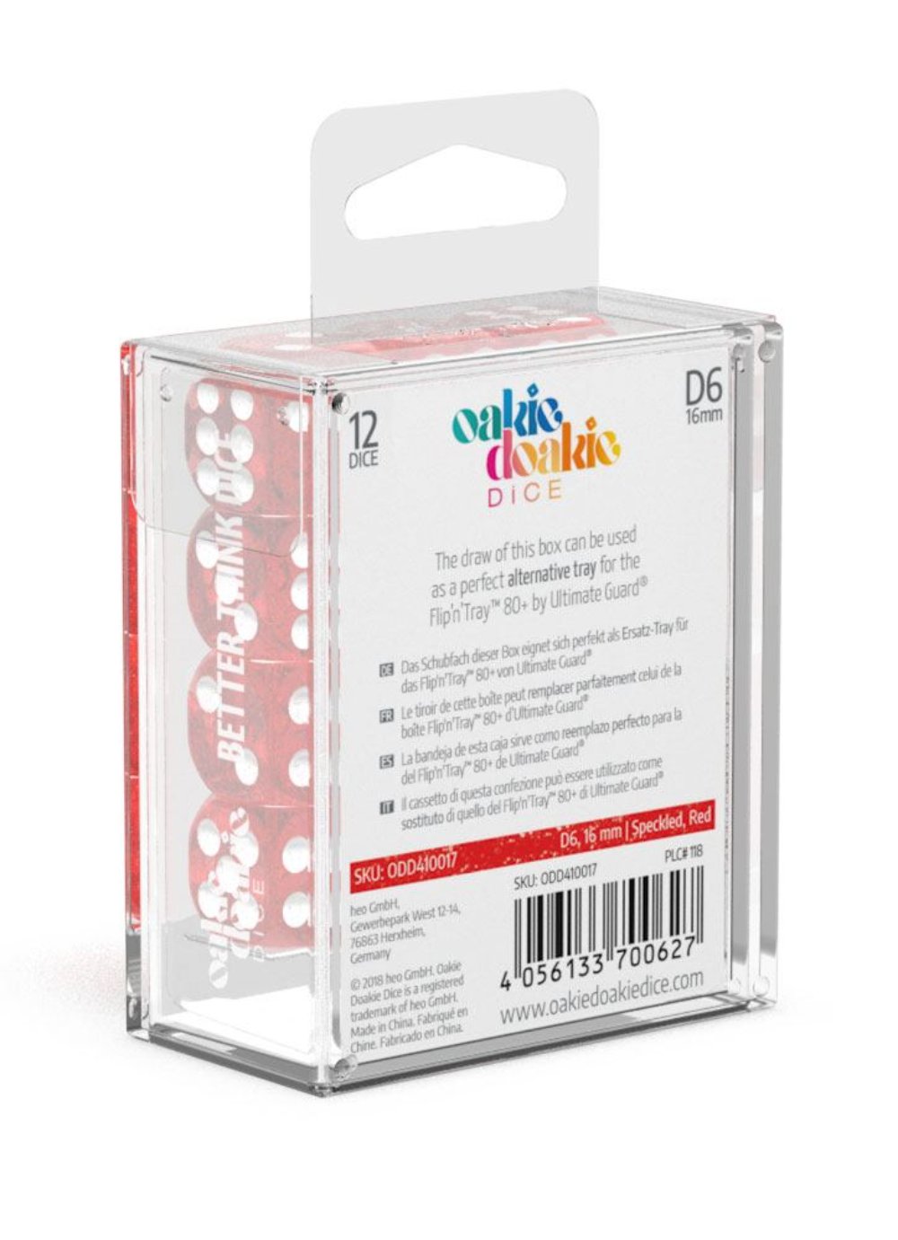 Oakie Doakie Dice W6 Würfel 16 mm Speckled - Rot (12)