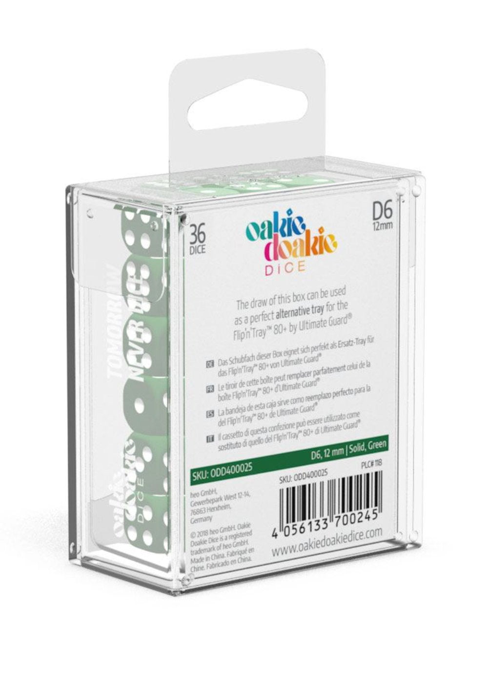 Oakie Doakie Dice W6 Würfel 12 mm Solid - Grün(36)