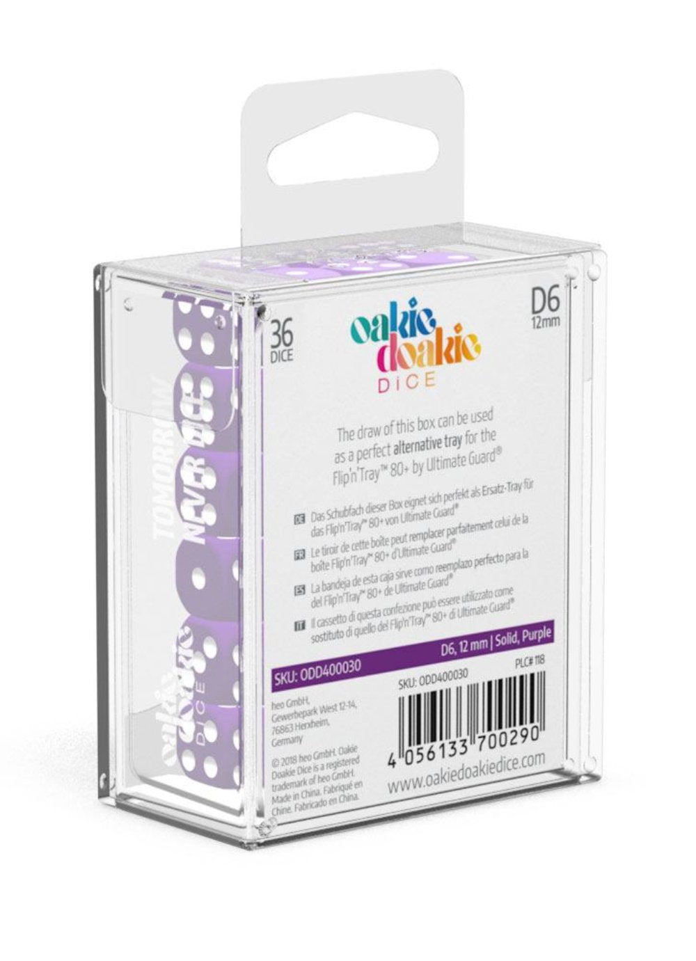 Oakie Doakie Dice W6 Würfel 12 mm Solid - Lila (36)