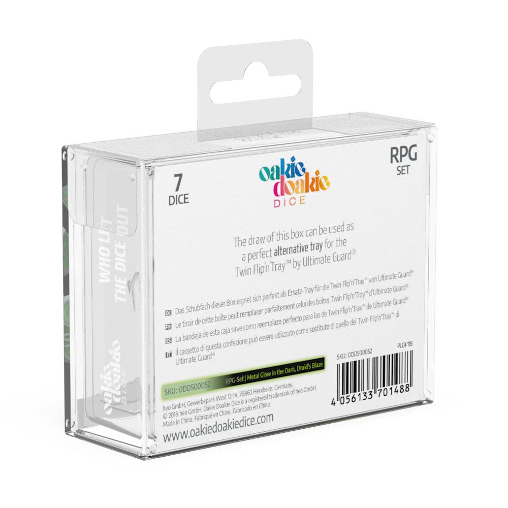 Oakie Doakie Dice Würfel RPG-Set Metal Glow in the Dark - Druid's Blaze (7)