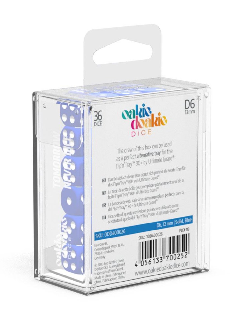 Oakie Doakie Dice W6 Würfel 12 mm Solid - Blau (36)