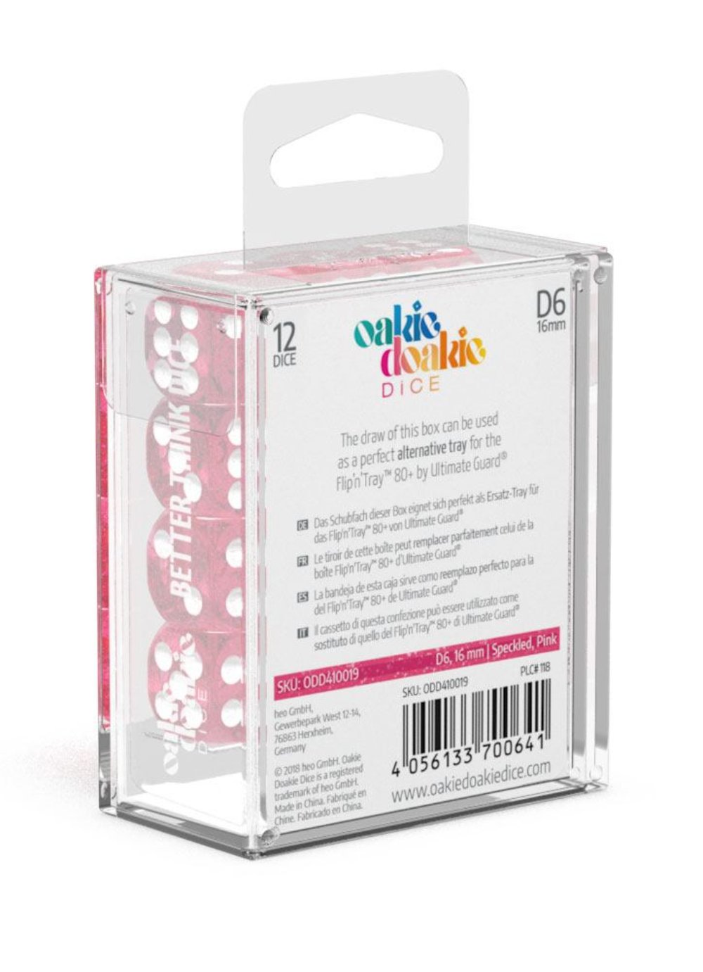 Oakie Doakie Dice W6 Würfel 16 mm Speckled - Rosa (12)