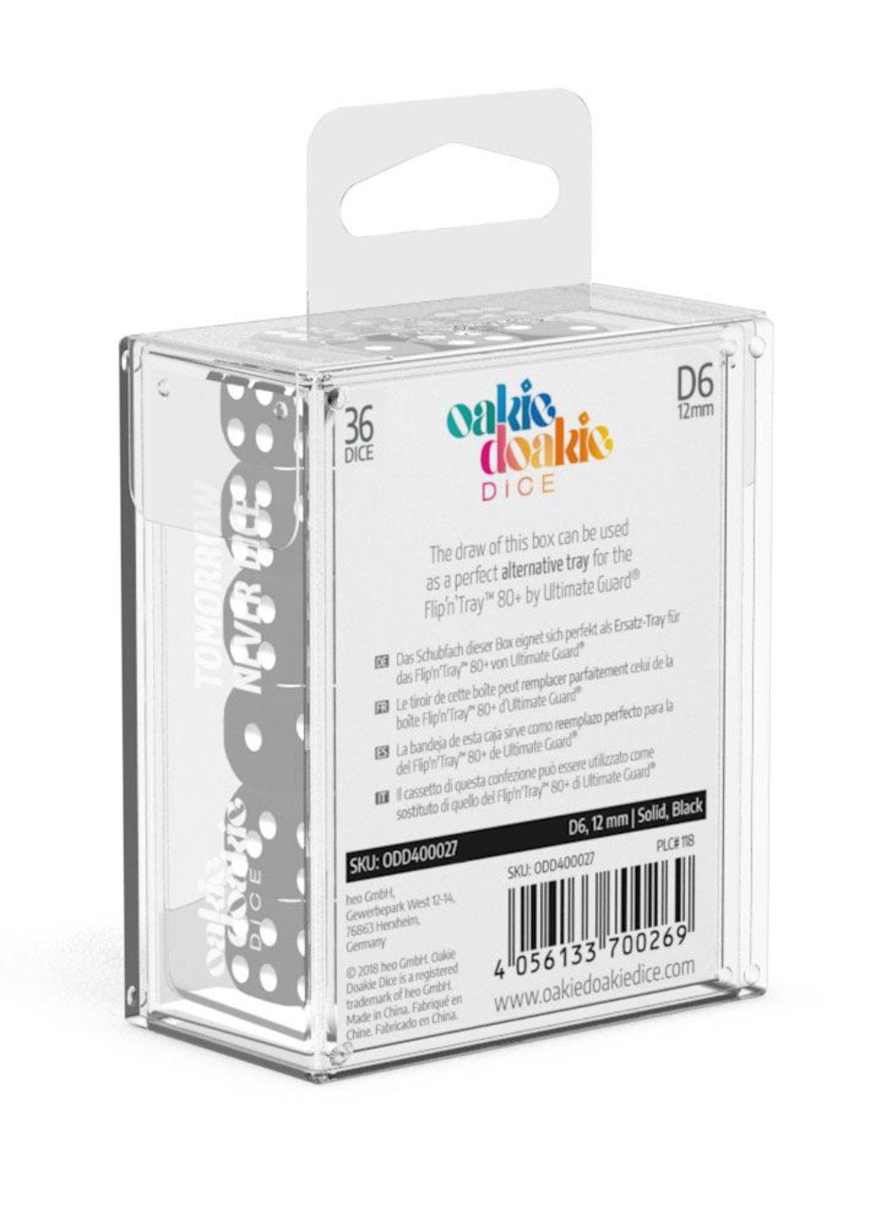 Oakie Doakie Dice W6 Würfel 12 mm Solid - Schwarz (36)