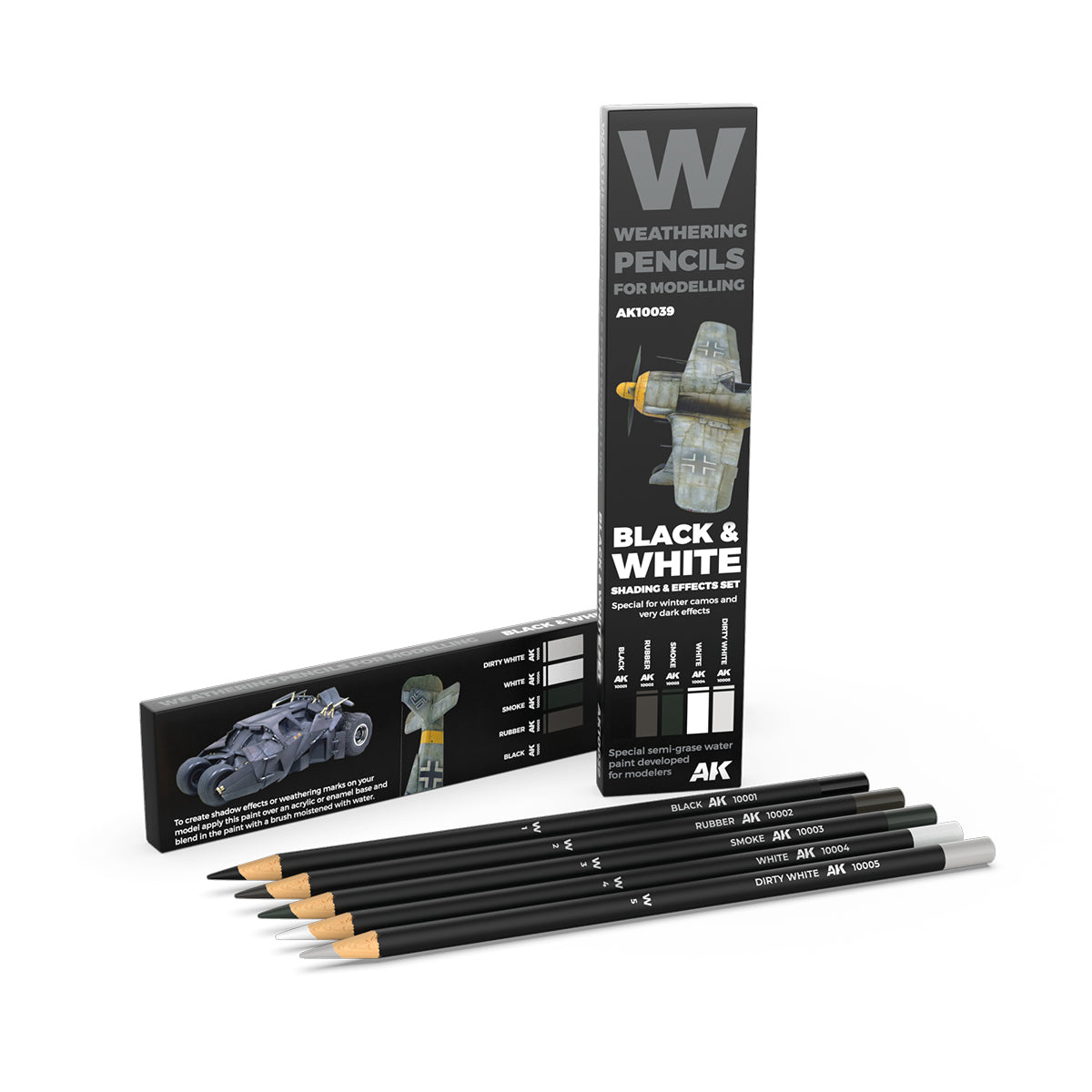AK Interactive Watercolor Pencil Set Black And White