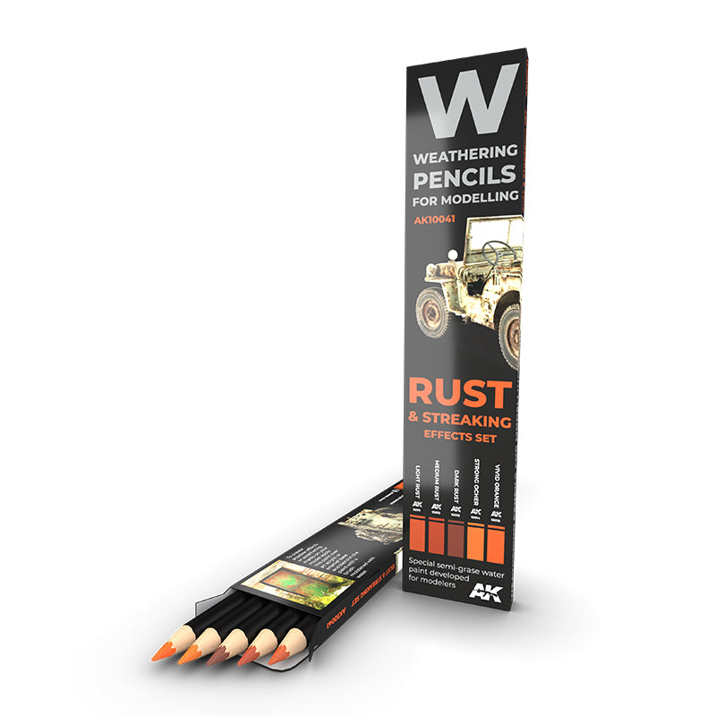AK Interactive Watercolor Pencil Set Rust And Streaking