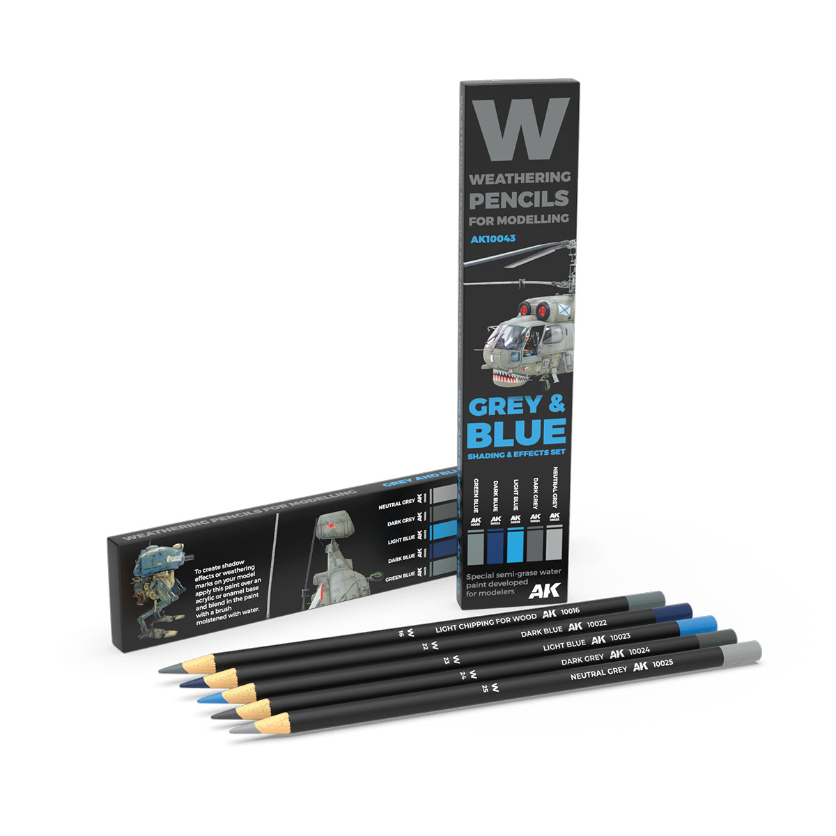 AK Interactive Watercolor Pencil Set Grey And Blue Camouflages