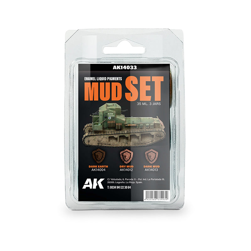 AK Interactive Enamel Liquid Pigments Mud Set