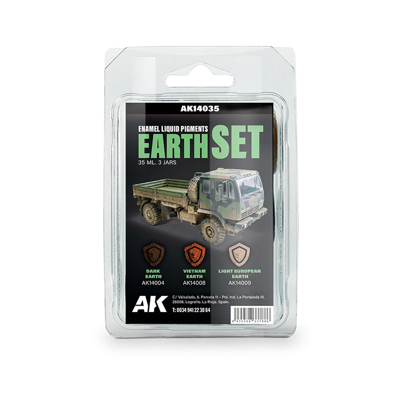 AK Interactive Enamel Liquid Pigments Earth Set