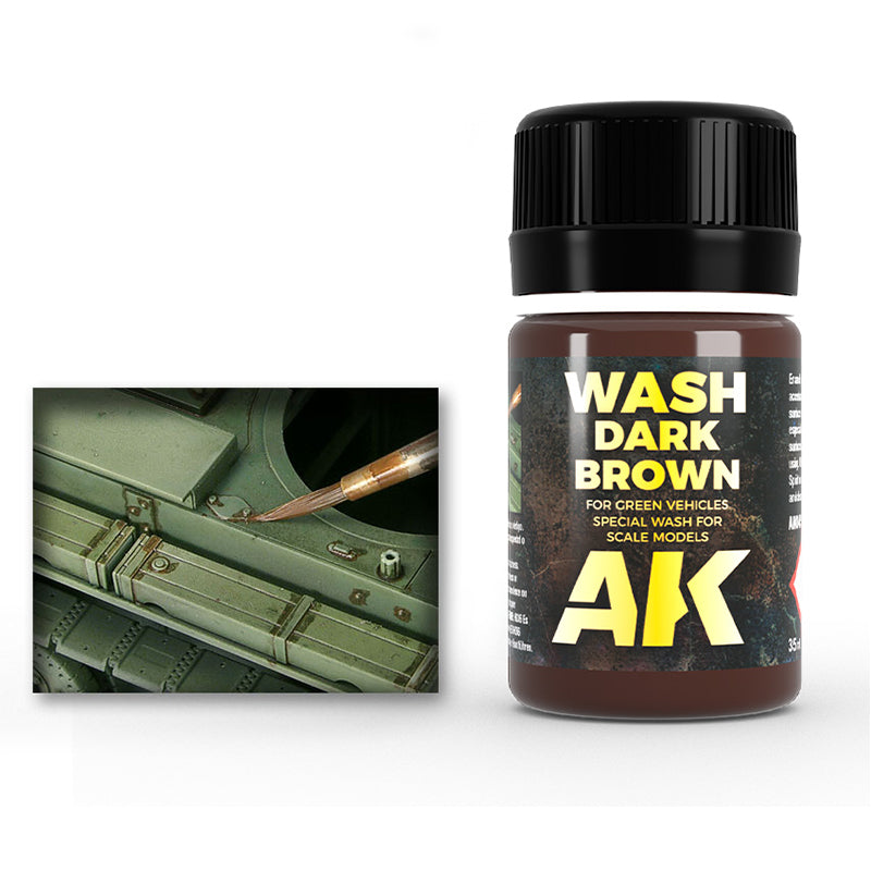 AK Interactive Enamel Effects Wash Dark Brown For Green Vehicles
