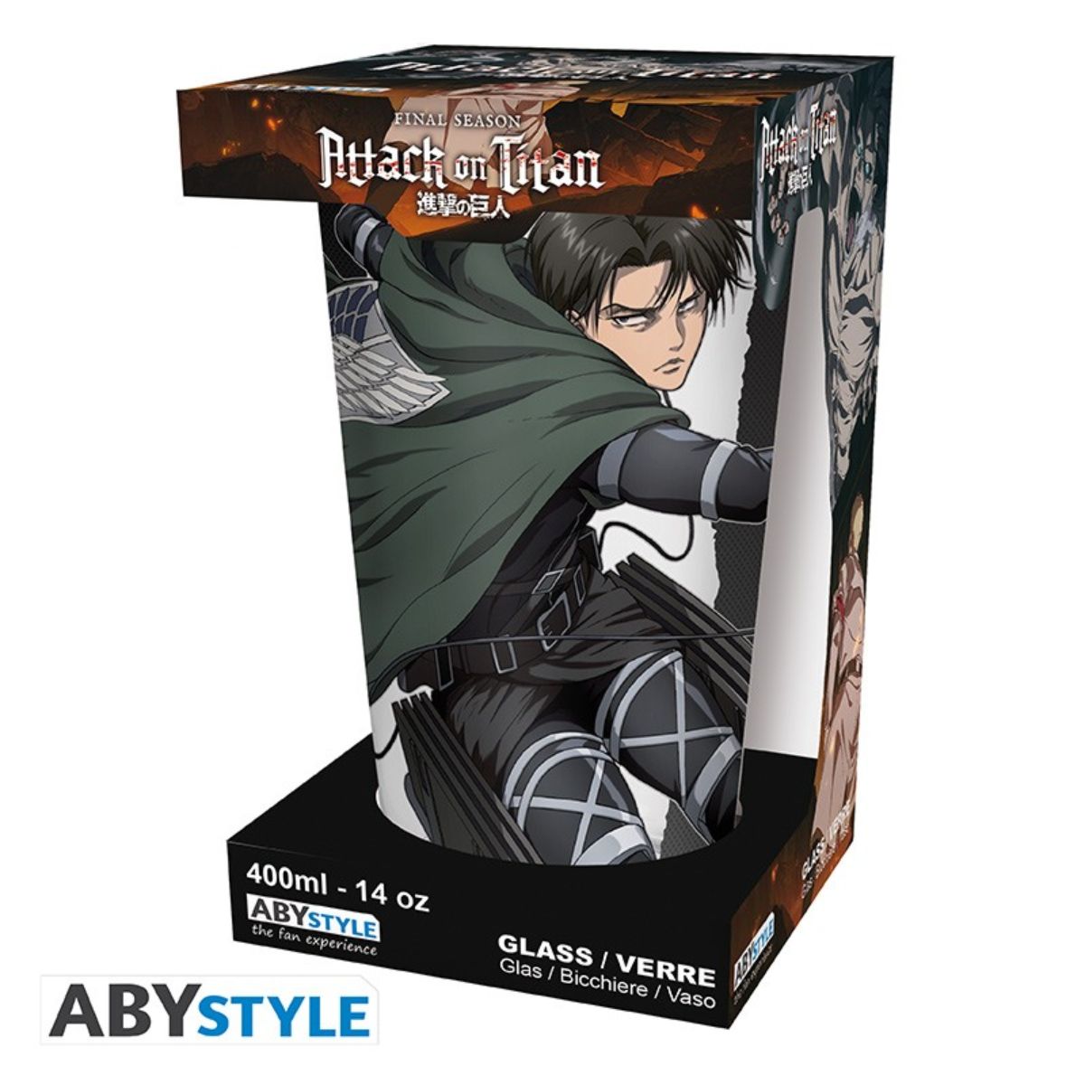 Attack On Titan Large Glass 400ml Levi S4