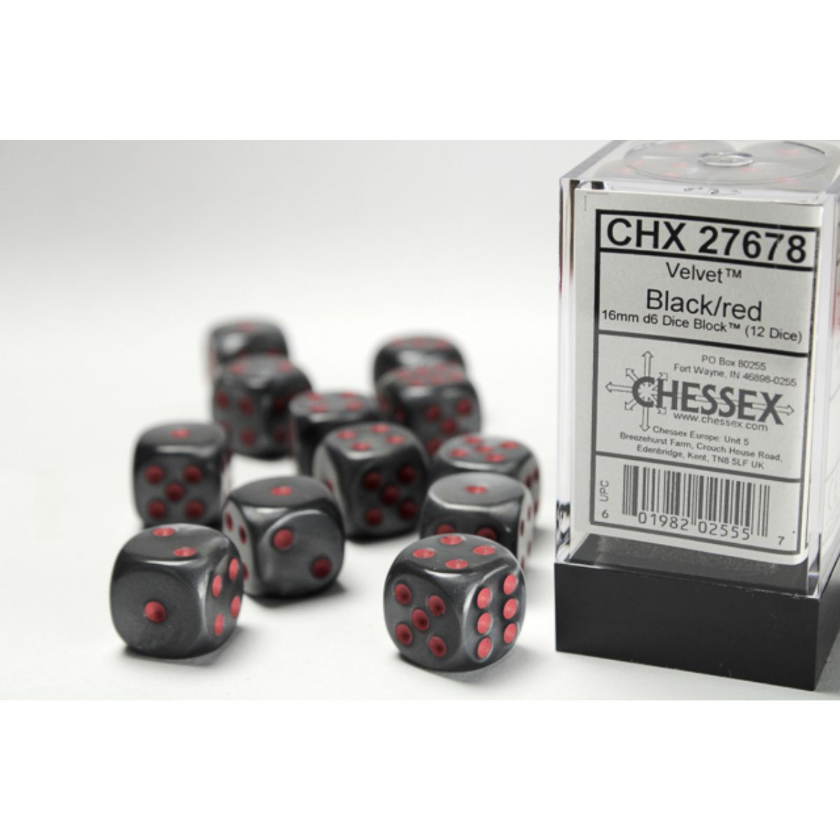 Chessex 16mm D6-Würfel-Set (12) Gemini / Schwarz-Rot/Gold