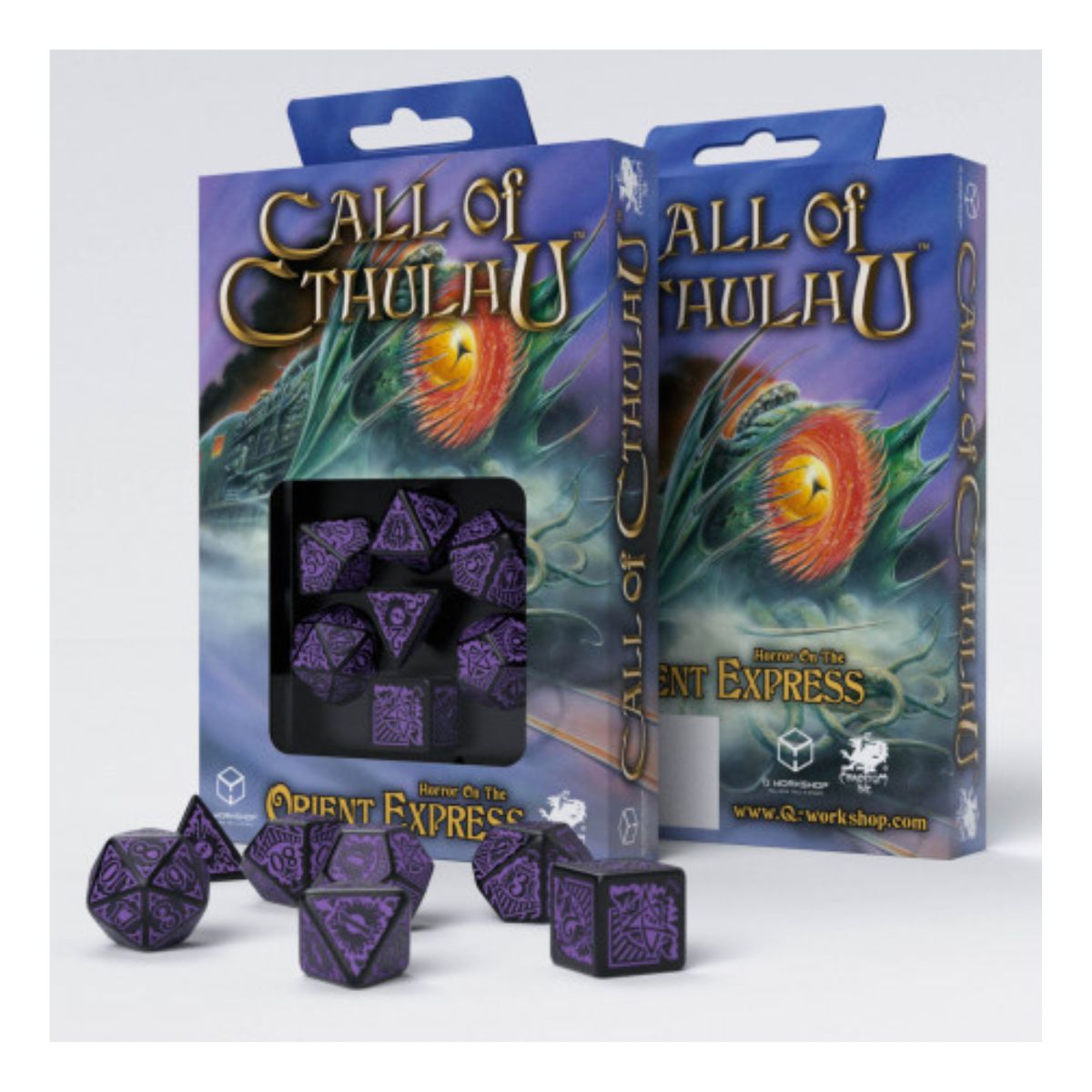 COC Horror on the Orient Express Black & purple Dice Set