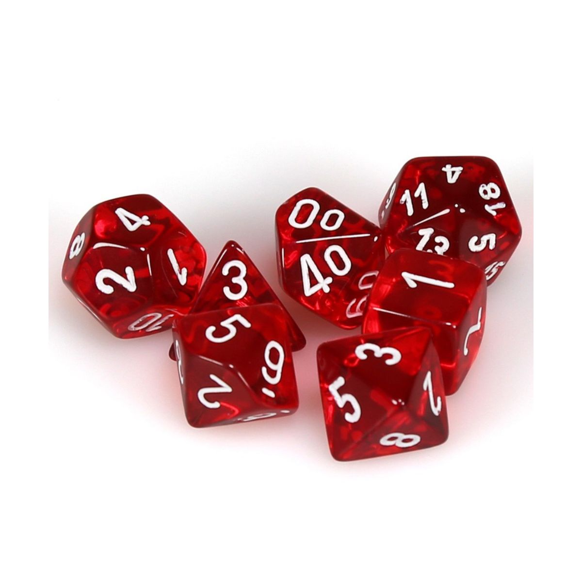 Chessex 7-Würfelset Translucent Rot/Weiß