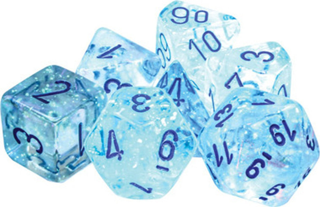 Chessex Mini 7-Würfelset Borealis Icicle/Hellblau