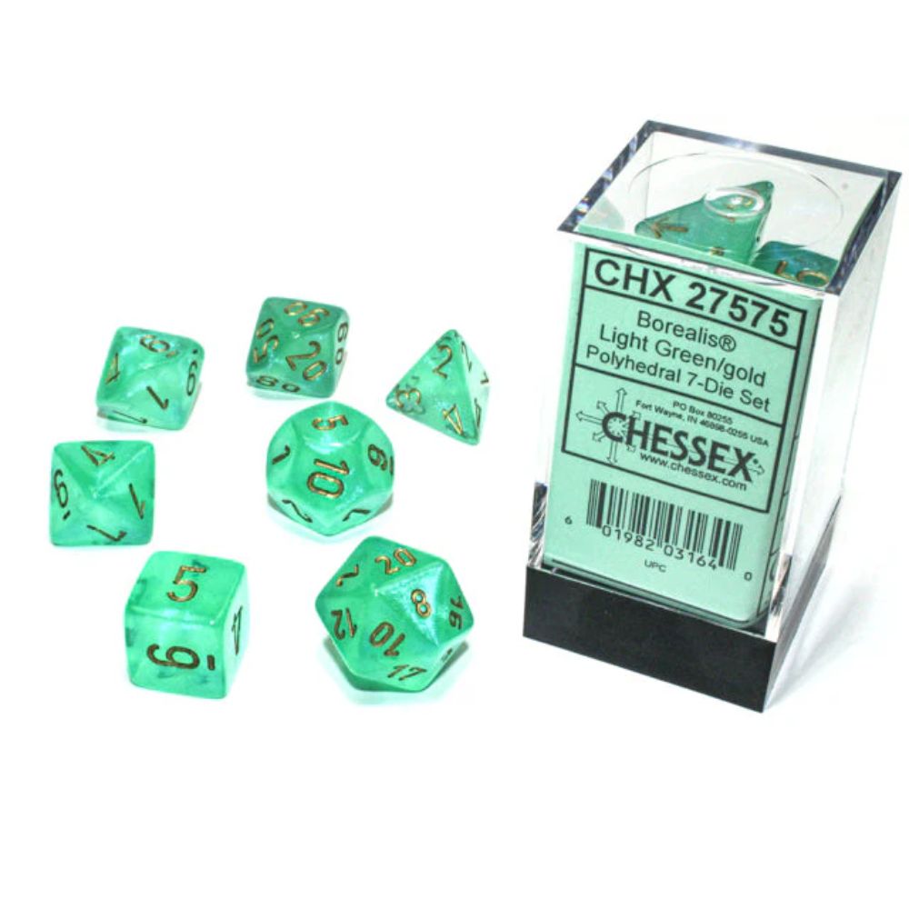 Chessex Polyhedral 7 Die Würfel-Set Gemini Schwarz-Grau/Grün