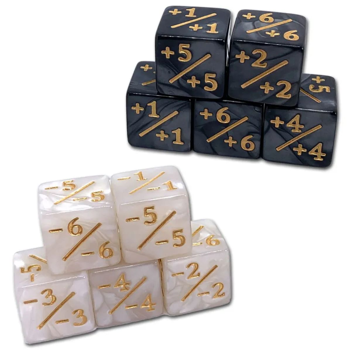 Dice 4 Friends Counter Würfel D6 +/- Würfelset Pearl Schwarz/Weiß