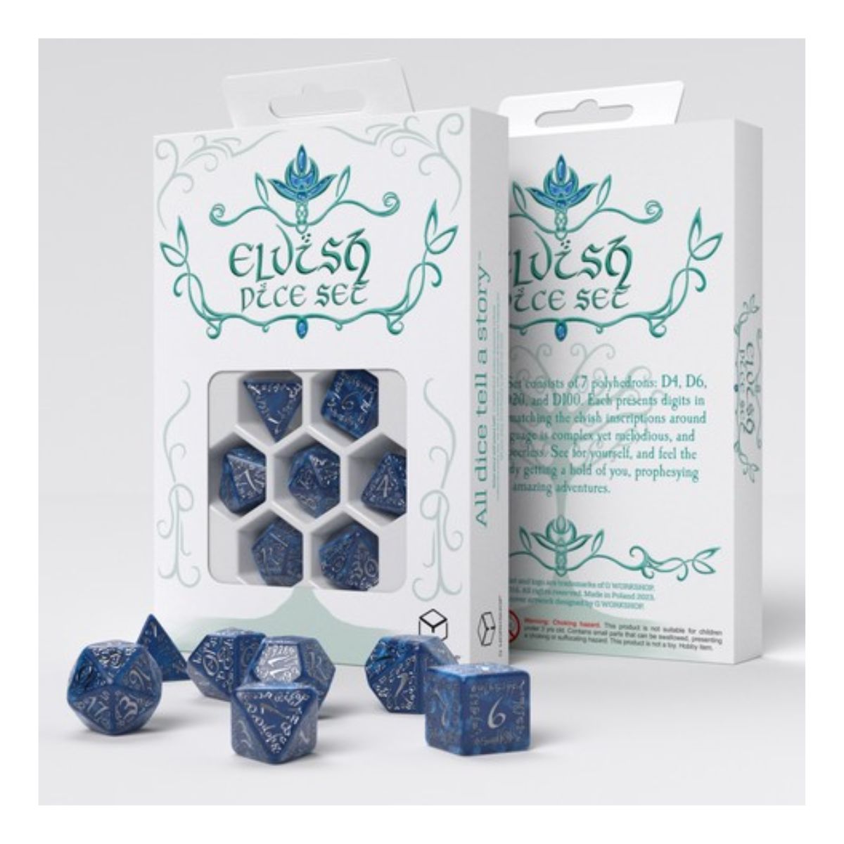 Elvish Cobalt & Silver Dice Set