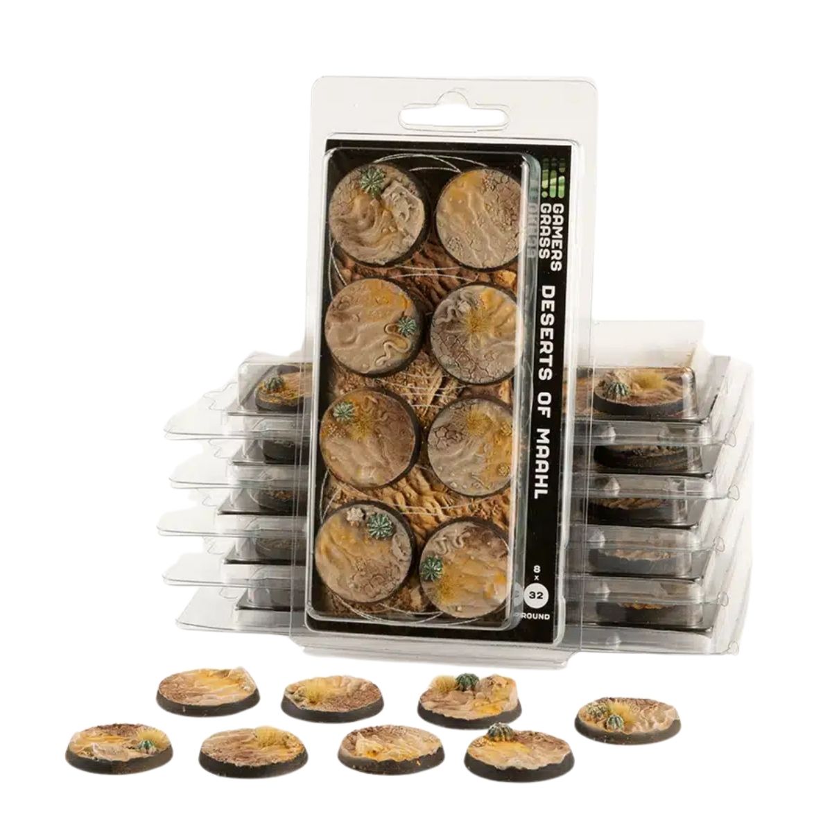 Gamers Grass Deserts of Maahl Bases, Round 32mm (x8)