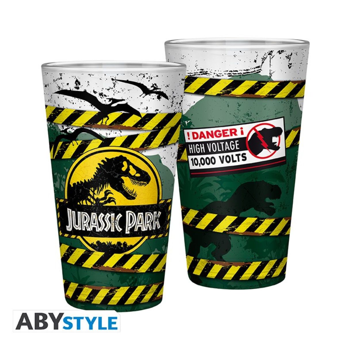 Jurassic Park Large Glass 400ml -Danger High Voltage