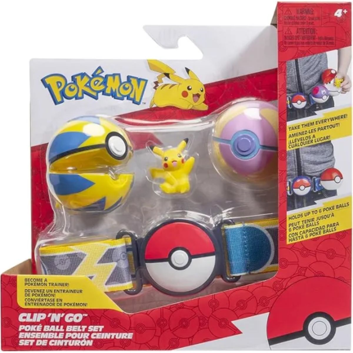 Pokémon Clip N Go Poke Ball Belt Set Pikachu 7 with Heal Ball & Quick Ball Electric-Type