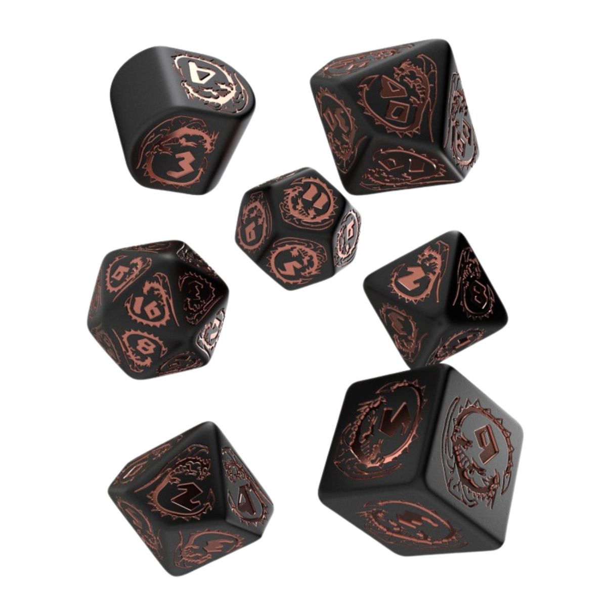 Q-Workshop Dragons Modern Dice Set Obsidian