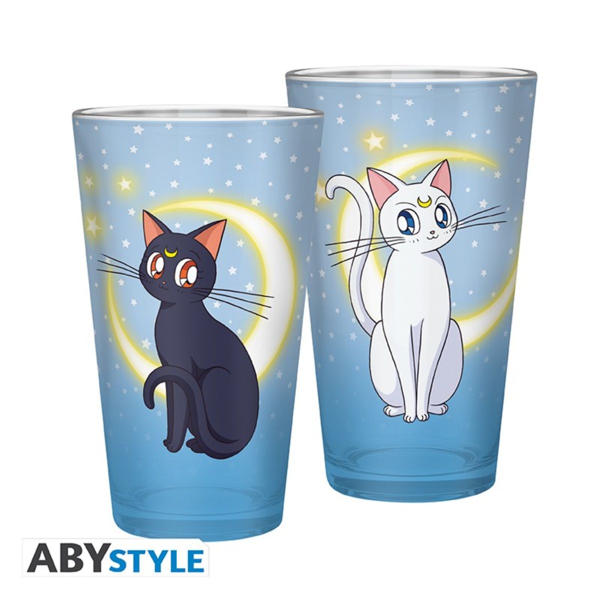 Sailor Moon Large Glass 400ml Luna & Artemis