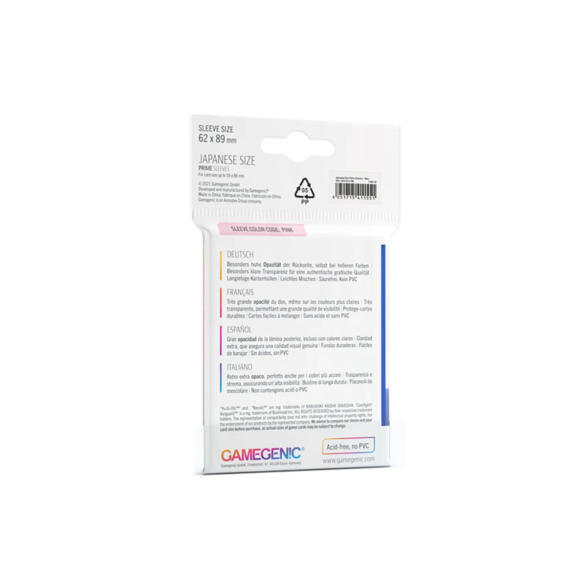 Gamegenic PRIME Japanese Sized Sleeves Blau