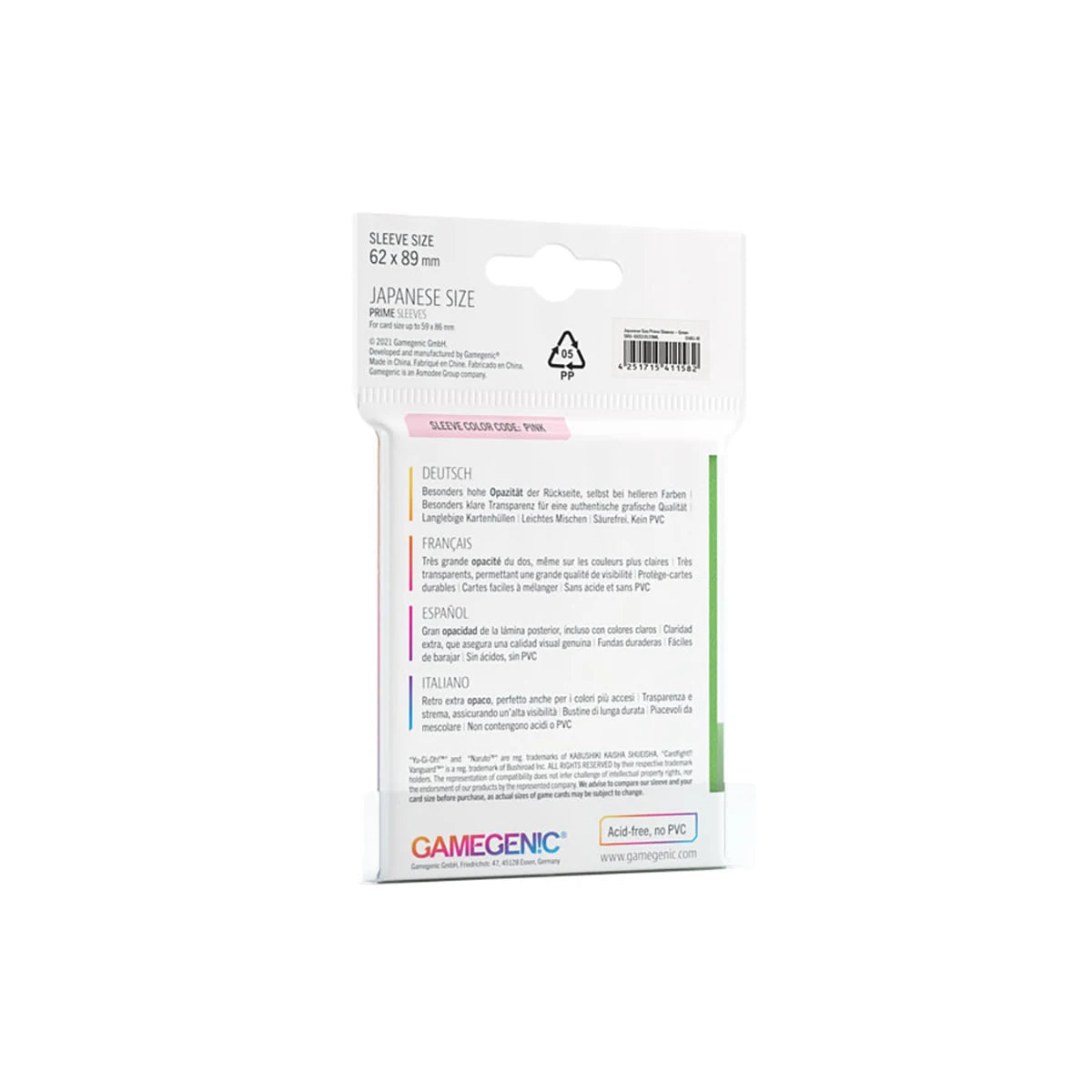 Gamegenic PRIME Japanese Sized Sleeves Grün