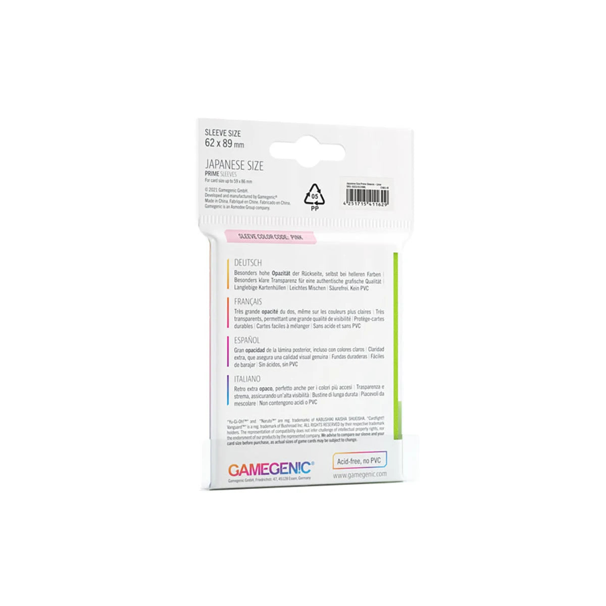 Gamegenic PRIME Japanese Sized Sleeves Limettengrün