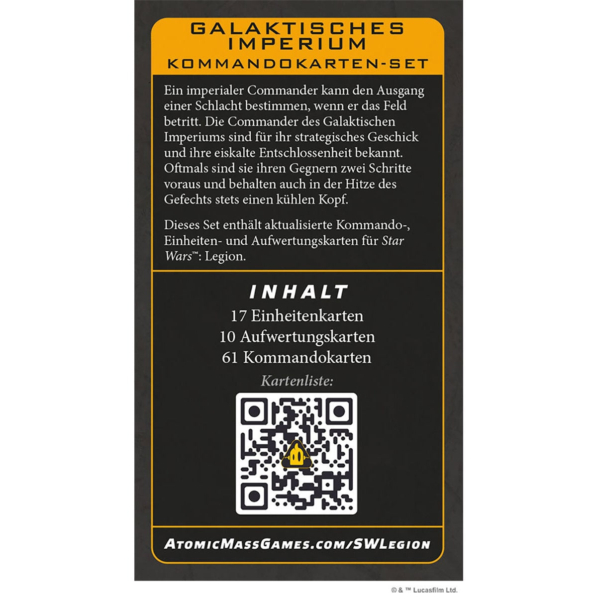 Star Wars: Legion – Galaktisches Imperium Kommandokarten-Set