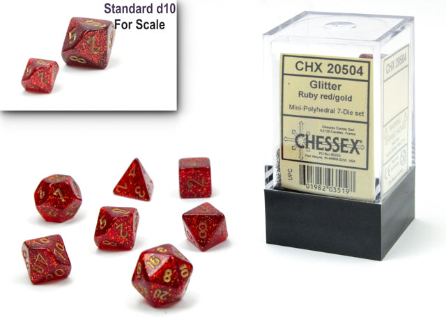 Chessex Mini-Polyhedral 7-Die Würfel-Set Festive - Mosaic/Gelb