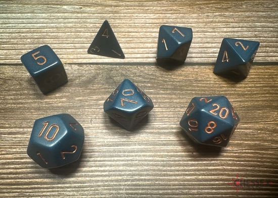Chessex Polyhedral 7-Die Würfel-Set Opaque - Dunkelblau/Kupfer
