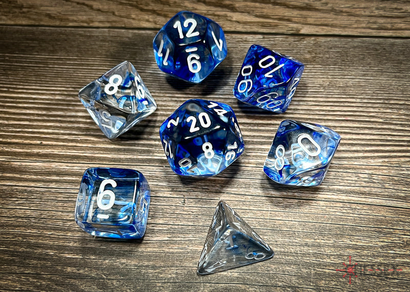 Chessex Polyhedral 7-Die Würfel-Set Translucent Smoke/Weiß
