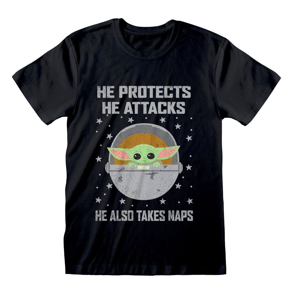 Star Wars The Mandalorian T-Shirt Protects And Attacks - M