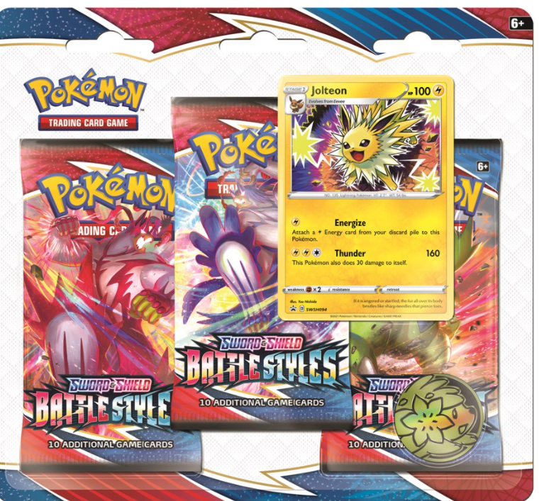 Pokémon SWSH05 - Battlestyles / Kampfstile - 3-Pack Blister - Jolteon / Blitza - englisch