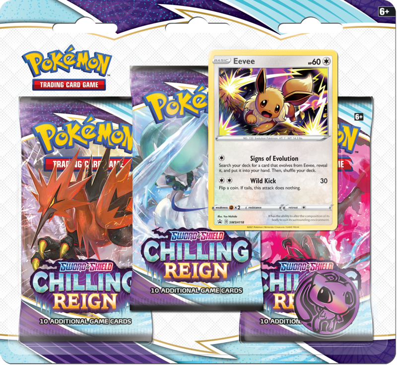 Pokémon SWSH06 - Chilling Reign - 3-Pack Blister - Eevee - englisch