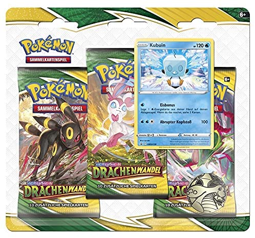Pokémon SWSH07 - Drachenwandel - 3-Pack Blister - Kubuin - deutsch