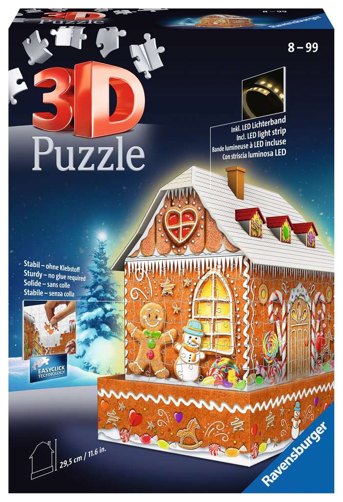 3D Puzzle - Lebkuchenhaus bei Nacht