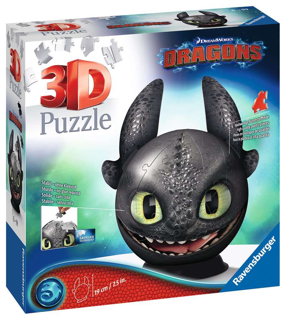 3D Puzzle - Dragons 3 Ohnezahn mit Ohren