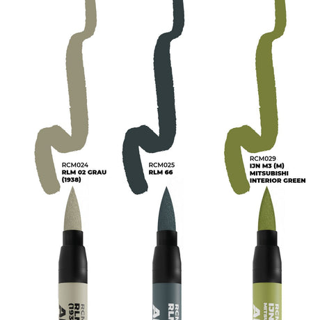 AK Interactive REAL COLORS MARKERS Set Wwii Axis Aircraft Cockpit Colors - Set 3 Real Colors Markers