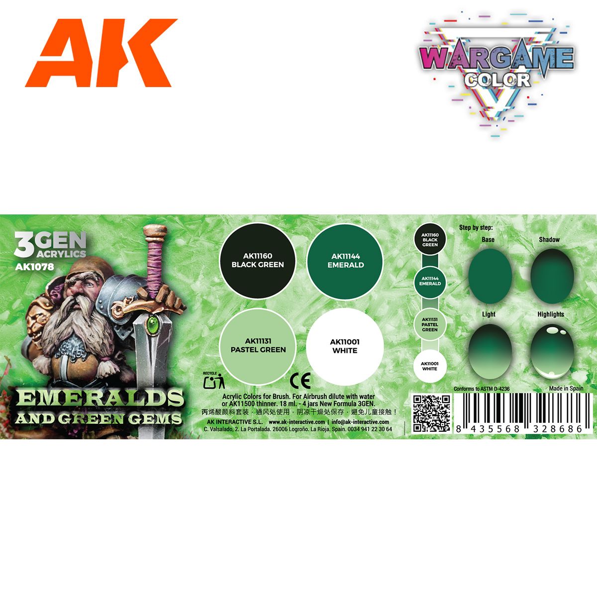 AK Interactive Wargame Color Set. Emeralds And Green Gems