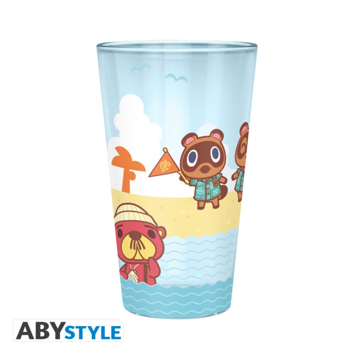 Animal Crossing Large Glass 400ml "Beach Characters"