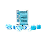 Chessex  16mm D6-Würfel-Set (12) Gemini / Türkis-Weiß/Blau